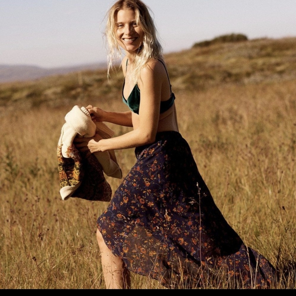 Madewell Faux-Wrap Midi Skirt in Climbing Vine